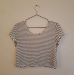 American Eagle Striped Crop Top Tee